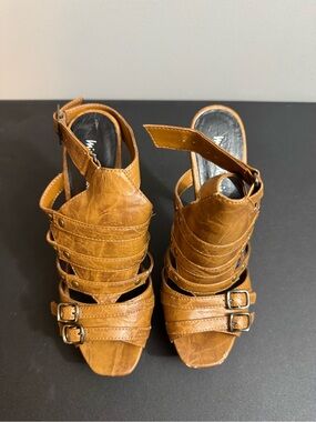 Michael Antonio Cognac Strappy Buckle Heels